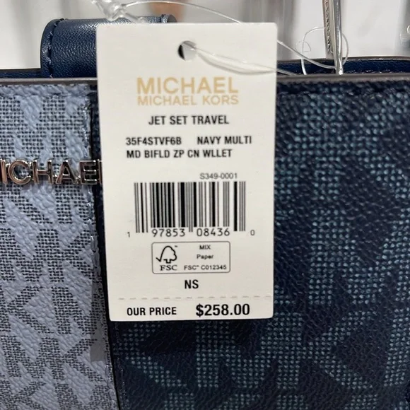 Michael Kors Jet Set Medium Two-Tone Logo Bifold Wallet
Navy Multi 
NWT - Picture 11 of 16